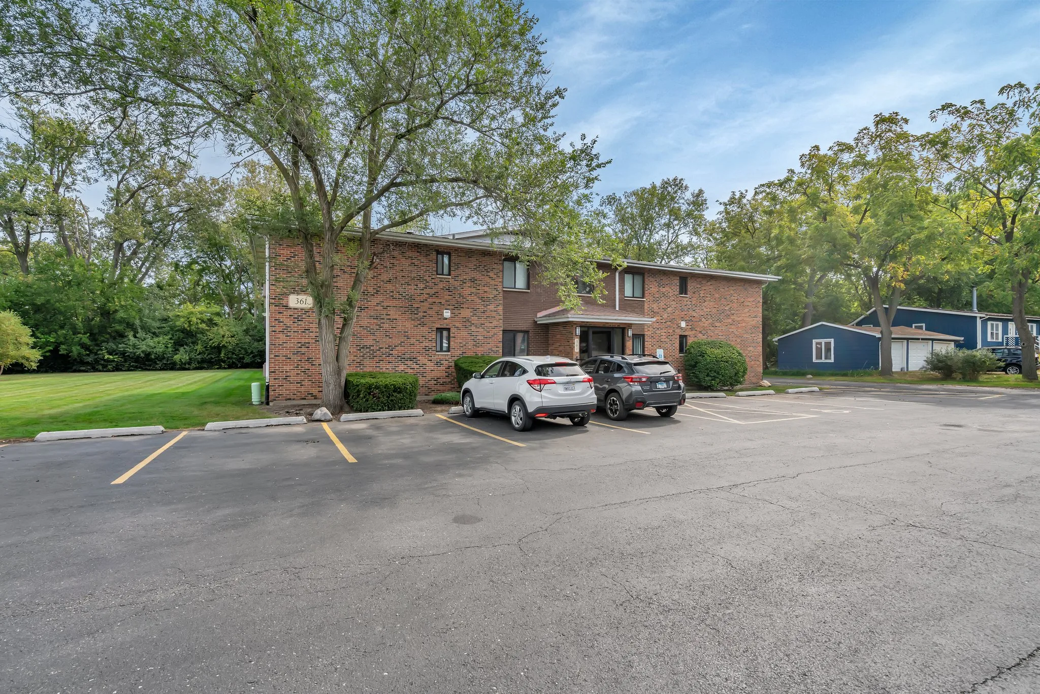Apartment building and landscaping